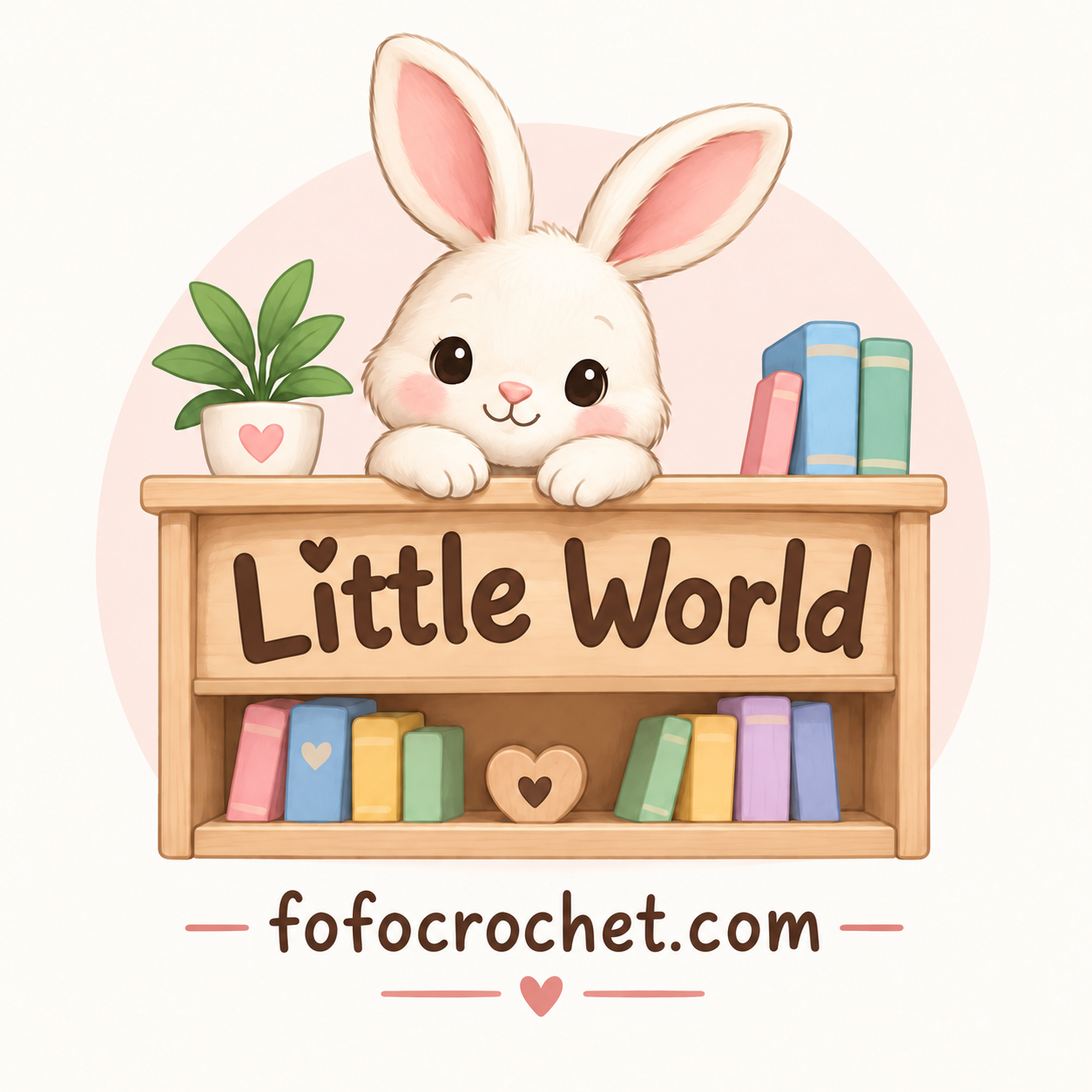 Little World bunny and bookshelf logo